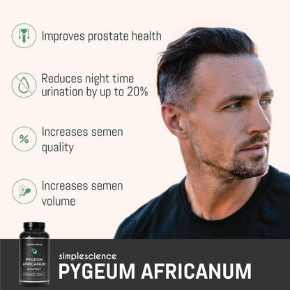 Pygeum Africanum 200mg 90 capsules prostate health male performance urinary supplement reduce urination phytosterols bark extract semen quality sperm count supplements semen volume best supplement